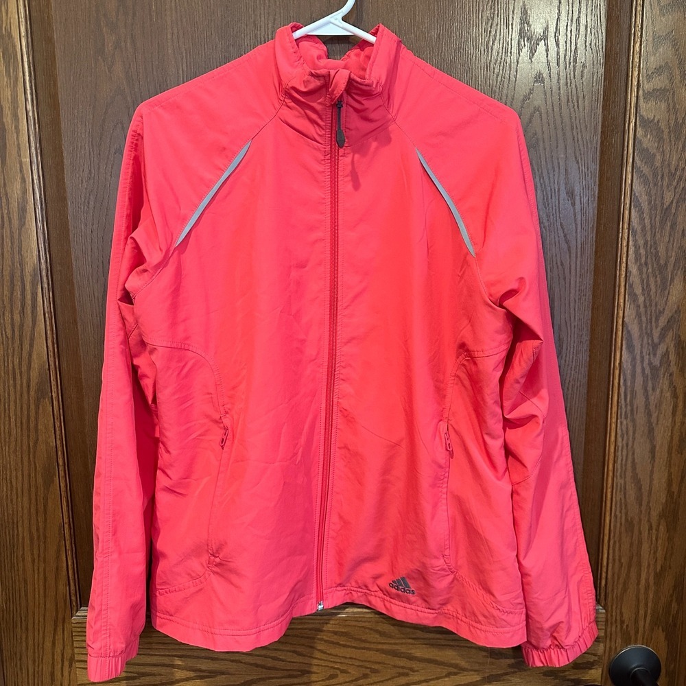 Adidas Women's Bright Coral‎ Lightweight Full Zip Running Jacket Athletic Medium